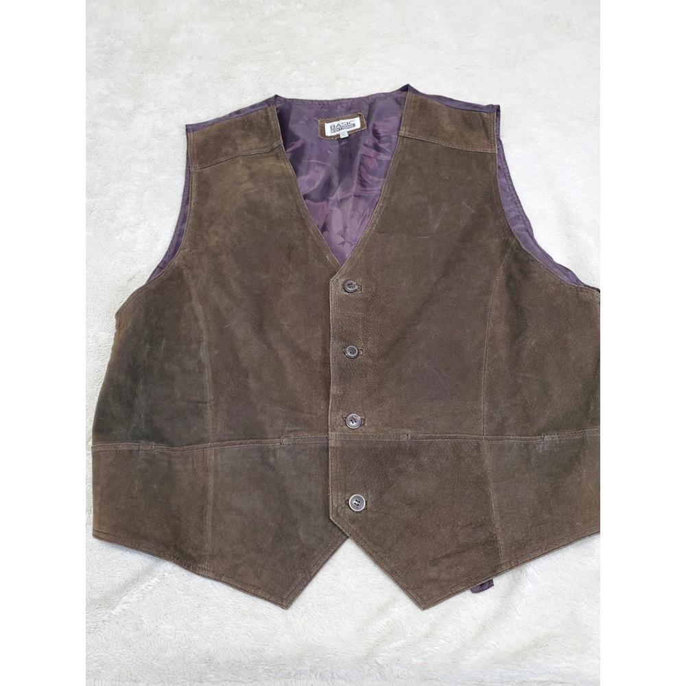 Vintage Basic Editions Y2K Brown Leather Suede Retro Sleeveless Vest Men Large